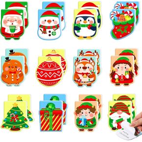 Faccito 48 PCS عيد الميلاد Notepad Bulk Bulk Pads Pads Small Christmas Pocket Books Pack Xmas Snowman Santa Note Pad for Kids Holiday Partn