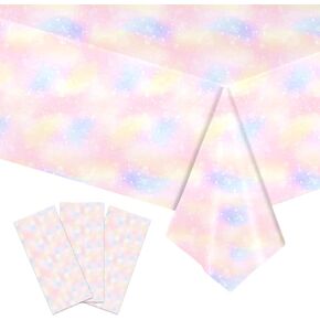 3pcs pastel tableroths - قوس قوس قزح ، زخارف حفلة عيد ميلاد ، 108 * 54 بوصة غطاء طاولة مناسب للطاولات المستطيلة