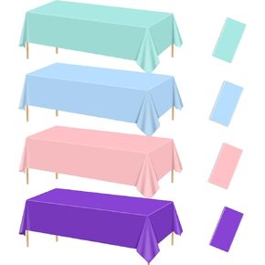 4 PCS Mermaid Tableroths ، ألوان متنوعة المائدة المائدة ، أغطية الطاولة الأرجواني الأرجواني الوردي لأغطية زفاف محيط تحت البحر لوازم الحفلات حورية البحر ، 51 × 86 بوصة