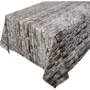 Poogary 2 pcs brick tablecloth ، خلفية الجدار الحزب ، طاولة طباعة الحجر يغطي أغطية الطاولة البلاستيكية المستطيلة يمكن التخلص منها ، ورق جدران صور شتاء الشتاء/عيد الميلاد