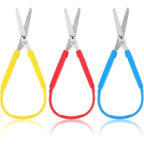 Ouligay Mini Loop Scissors - Adaptive, Colorful Grip, Self-Opening, Right & Lefty Support for Children & Adults