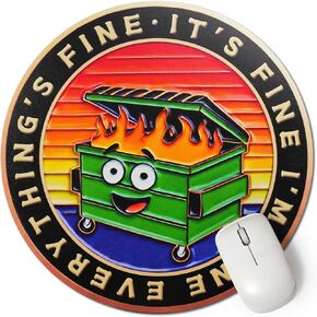 CHURYUML Knight Dumpster Fire Mouse Pad 9.84 x 9.84 Inch - Inspirational Round Mousepad for Laptop Gaming Office Home Decor, Funny Dumpster Fire Desk Accessories Gifts for Coworkers Colleagues Friend