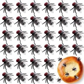 GXXMEI 200PCS Plastic Flies Mini Fake Plastic Fly Simulated Insect Joke Toys Realistic Little Flies Bugs Toys for Joke Tricking People Halloween Party Supplies Prank Insect Props Course Teaching