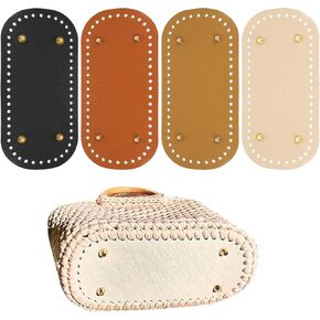 Qfgasre 4 PCS قواعد أكياس للكروشيه 4 ألوان حقيبة جلدية أسفل حقيبة بيضاوية طويلة أسفل محفظة صنع لوازم مع ثقوب لحقائب اليد حقيبة كتف كروس