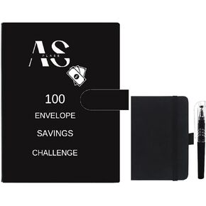 100 Envelope Challenge Binder Planner A5 ، Book Savings for Money مع Bonus Classic Small Pocket Mini المُصنّّق مع Black Pen.