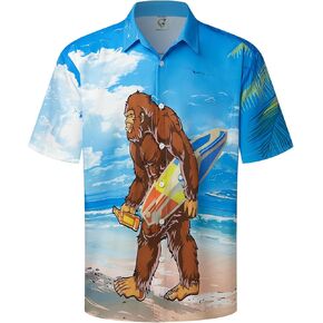 Hardaddy Men's Hawaiian Shirt Short Sleeve Funny Printed Casual Button Down Aloha Shirts