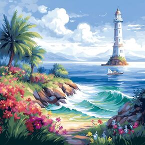 yiyue paint by number for bealder beginner ، diy gift canvas kits for boys girls ، tower tower ext paint
