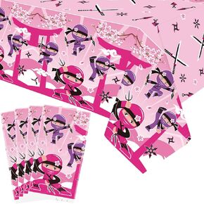 4 حزمة النينجا فتاة المائدة المائدة - نينجا تغطية تغطية الديكور نينجا tablecover ل Ninja Master Girls Princess Baby Shower Party Form