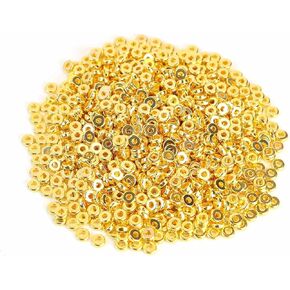 1000 Pcs 6mm Flat Gold Round Spacer Beads Disc Spacer Loose Beads for Jewelry Making Flat Round Rondelle Spacers Beads for DIY Bracelet Necklace Earring 6mm Heishi Bead Crafts Supplies (Gold)