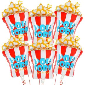 6 PCS بالونات الفشار ، 31 بوصة بالونات رقائق الفشار للأطفال ، زينة الحفلات كرنفال فيلم بالون الفشار لعيد ميلاد الطفل كرنفال ديكورات الحفلات تحت عنوان (أصفر)