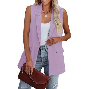 سترة Cicy Bell النسائية بدون أكمام كاجوال مفتوحة من الأمام وزر واحد للصيف مع جيوب in Kuwait