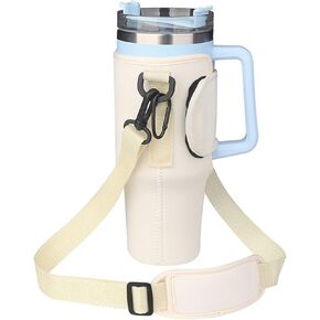 Water Bottle Carrier Bag Compatible with Stanley 40OZ Tumblers,Bottle Pouch Holder With Adjustable Shoulder Hand Strap, Water Bottle Accessories for Gym Outdoor Sports Hiking Travel Camping,Pink