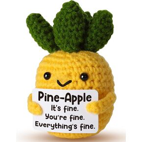 MAMAGIFTREE Handmade Emotional Crochet Support Pineapple - Knit Positive Gifts Get Well Soon Stress Relief Encouragement Gifts for Women Men Friends Coworker Small Cute Knit Pineapple for Desk Decor