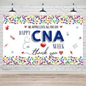 Lofaris Thank You for All You Do Banner Happy CNA Week Party Decorations Background We Appreciate You Nursing Assistant Banner Backdrop for Photography (70.8x43.3inch)