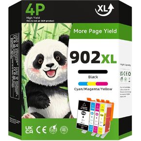 902 Compatible 902xl Ink Cartridges for HP Printers Replacement for HP 902xl Ink Cartridges Combo Pack 4 Pack Black and Color Cyan Magenta Yellow Works for OfficeJet Pro 6978 6968 6958 6970