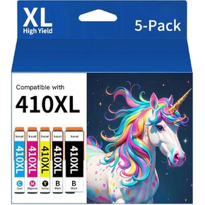 KASAT 410xl Ink cartridges 5 Pack Replacement for 410 Ink Cartridges to use for Expression XP-7100 XP-830 XP-640 XP-630 XP-635 XP-530 XP7100 Printer (Black, Cyan, Magenta, Yellow, Photo Black)