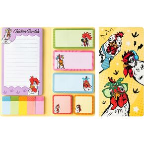 Cartoon Chicken Sticky Notes, Teacher Appreciation Sticky Notes Funny Animal Self-Adhesive to-Do Notepad, Funny Animal Memo Pads for Kids Teachers Student Employee Office School Supplies