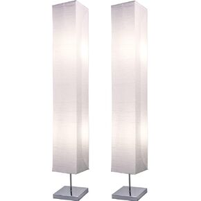 LightAccents أرز الورق ، مصباح مصباح ، مجموعة من 2 - مصابيح دائمة حديثة مع قاعدة كروم وظلال الورق البيضاء - الإضاءة المحيطة لغرفة المعيشة وغرفة النوم وديكور الشقة