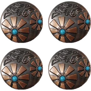 CHALLENGER 1-1/2" Set of 4 Copper Flower Western Tack Belt Bag Jewelry Decorative Conchos CO544