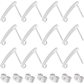 UniCraftale 80 PCS Bar Bar Stud arring 304 Stud Stud Stud Stud Stude مع حلقات وجوز الأذن ، مرصع الأذن مرصع بالمعالم البارزة في الحلق لأقراط DIY ، وصنع الإمدادات