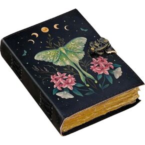 Blank Spell Book of Shadows Journal Moon Phase Printed Witchcraft Supplies Wiccan Notebook Vintage Deckle Paper Paper Grimoire Journal Sketchbook ، Drawing Journal (Luna Moth)