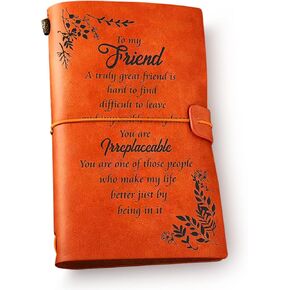 Best Friends Leather Journal Notebook from Women Men - to My Friend a Truly Great Friend is Hard Engraved Vintage Leather Travel Journal Friendship Embossed Writing Journal Gift