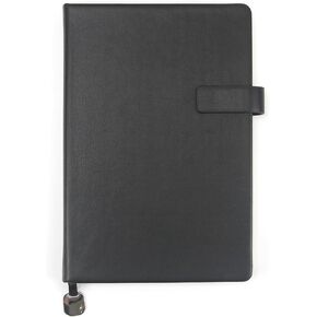 A5 Hard Cover Notebook مع حامل القلم ، حواف الذهب و 180 درجة مسطح - 5.7x8.4 كبير ، مرجعية ، مربع الهدايا - مجلة متينة للمكتب ، الدراسة ، السفر - الكتاب ، الطلاب (أسود)