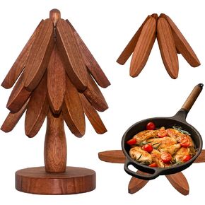 Tree Trivet, Wooden Trivets for Hot Dishes - Set of 4 for Easy Storage - Suited for Hots, Pans, Bowl, Teapot, Hot Holders - Multifunctional Ornaments
