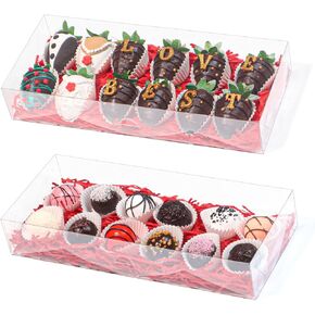 20Pcs 10x7x2Inches Clear Chocolate Covered Strawberries Boxes for 12 Bakery Boxes Cookies Boxes Cakesickle Boxes Macaron Boxes Donut Truffle Boxes for Christmas Valentine's Mother's Day in Kuwait