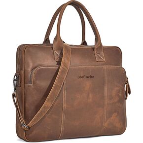 Blofinche Genuine Leather laptop briefcase mens 18 inch Computer Messenger shouledr work Satchel bags