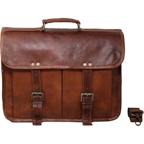 14" leather messenger bag laptop case office briefcase gift for men computer distressed shoulder bag