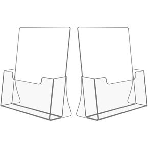 NIUBEE Acrylic Brochure Holder 8.5 x 11 inches 2 Pack, Clear Acrylic Literature Holder Plastic Flyer Display Stand, Acrylic Countertop Organizer for Magazine, Pamphlet, Booklets, Menu, Journals