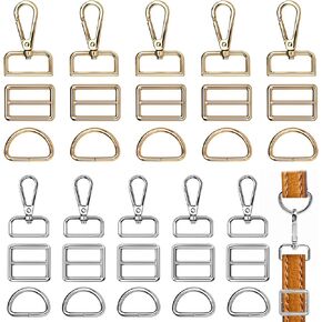 30 Pcs D Rings for Purse Bag, AFUNTA Hardware Purse Heavy Duty Swivel Snap Hooks and Tri-Glide Slide Buckles for Bag Making Buckles Craft (25mm/31mm)