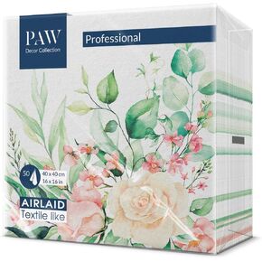 PAW - 50 Pieces Airlaid Paper Linen-Feel Napkins 16" x 16", Monocolor Disposable Cloth-Like Napkins, Light Blue Dinner Napkins for Baby Shower, Gender Reveal Party, Wedding, Picnic