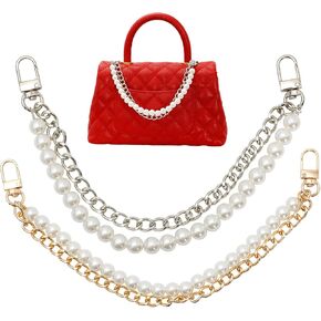 2 PCS Pearl Lear Learsender Chain Charms ، Imitation Pearl Short Handle Handle Brapplic Bag Strap لزينة حقائب اليد