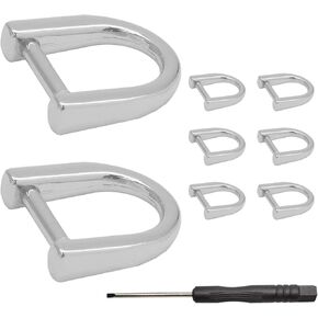 Murtenze 8pcs حلقة D-key Tiny مع قيود المسمار لسيارة حامل الجلود الرئيسية Zip Puller Presh حلقة مفتاح سلسلة مفاتيح 0.4 بوصة داخل الشريط (الفضة)