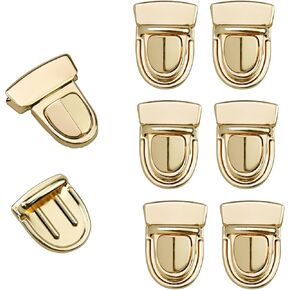 Metal Tuck Lock Clasp Fastener Thumb Lock Purse Press Lock Catch, Gold(Pack of 6)