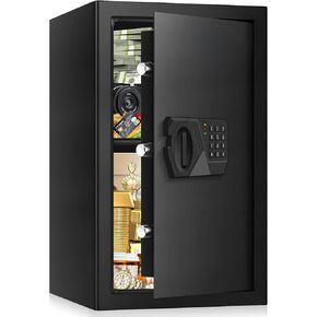 3.0 Cuft Large Safes for Home Use Fire and Water Proof, Fireproof Safe Box with Digital Keypad, Spare Keys and Removable Shelf, Personal Home Safe Box for Documents Money Firearm Valuables