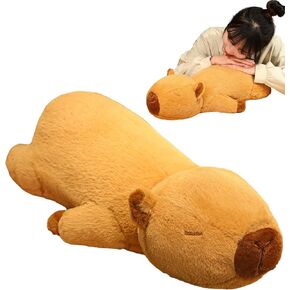 23.6 Inch Fluffy Capybara Plush Pillow Stuffed Animal Capybara Hugging Pillow Soft Plushies Toy for Home Decor Gift for Kids or Lover in Birthday Valentine Christmas