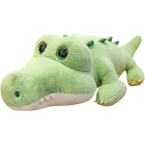 Elainren Super Furry Crocodile Kids Palush Big Eyes Gator محشو وسادة رمي لطيف التمساح الأخضر هدايا لعبة Plushie/21.7 '' '
