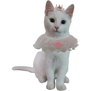 Dog Birthday Party Supplies Dogs and Cats Decoration Outfit Reusable Wedding Princess Costume Holiday Wear Crown Hat and Bib Bandana Scarf Set for Multi Sizes Pets(Pink)