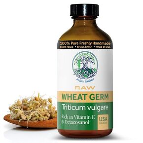 RAW Organic Wheat Germ Oil | GLASS BOTTLE | Virgin Unfiltered Unrefined Cold Pressed NON-GMO | High OMEGAS, High Vitamin E | Healthy Essential Fatty Acids | Anti-Aging Skin Oil | 4oz