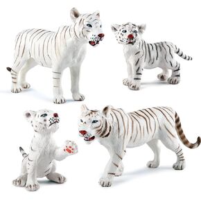 شخصيات الحيوانات البرية شخصيات النمر النمر التماثيل playsets 4 أجهزة كمبيوتر نمور بيضاء النمور العائلة تفضل الكعكة Toppers School Project Desktop Decoration Toys For Boys Girls Kids