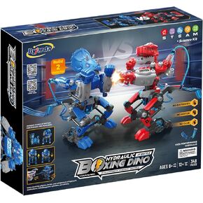 LITTCO DINOSAUR BOXING BOXING BOTS STEM TEEPTERN | بناء 2 روبوتات دينو تعمل بالهيدروليكية | تعلم الأنظمة الهيدروليكية | متعة T-Rex Robot Duel للأطفال الذين تتراوح أعمارهم بين 6-12