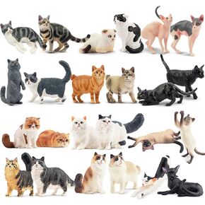 24PCS Realistic Cat Figurines, Cat Cake Topper Birthday Gift for Kids & Children