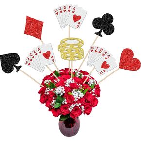 15pcs كازينو موضوع مركزية العصي عيد ميلاد سعيد كازينو طاولة زهرة مركزية العصي لعبة البوكر رقائق الكازينو زخارف الأزهار من أجل لاس فيغاس كازينو ليلة الإمداد