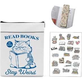 Book Lover Gifts for Women Librarian Readers Protective Cover for Hardcover Paperback with Magnetic Bookmark Stickers - Funny Humorous