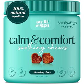 My Lil' Nugget - Natural Calming Chews for Dogs for Anxiety & Stress Relief - Hemp Seed, Chamomile & Melatonin - Beef Flavored Soft Chews for Relaxation - 90 Count