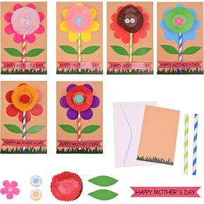 Swiveee 12Packs Mother's Flower Card Craft Kit ، أنشطة الفصل المصنوعة يدويًا ، أنشطة تحية محلية الصنع ، موازم ، هدية الفنون والحرفية الممتعة لأمي ، اصنع أنشطتك الفنية الخاصة