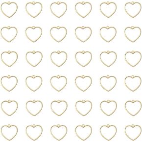 50 pcs Hollow Heart 2.5 x 2.5 cm Open Bezel Frame Pendants Vintage Small Cute Dangle Supplies for Women DIY Jewelry Making Resin Pressed Flower Necklace Bracelet Accessories